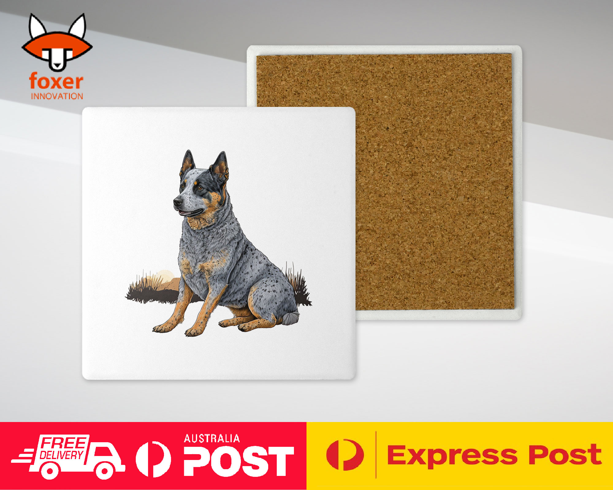 COASTER DRINKING PLACEMAT MAT|AUSTRALIAN CATTLE DOG PUPPY WATERCOLOR ART #1 - Picture 24 of 73