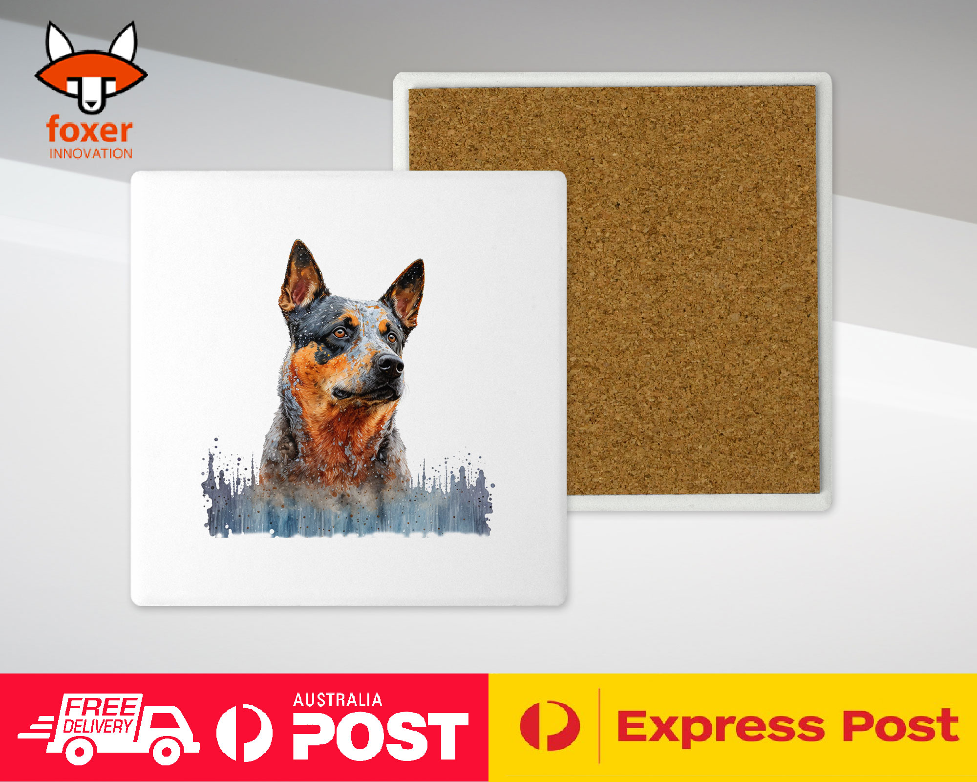 COASTER DRINKING PLACEMAT MAT|AUSTRALIAN CATTLE DOG PUPPY WATERCOLOR ART #1 - Picture 32 of 73