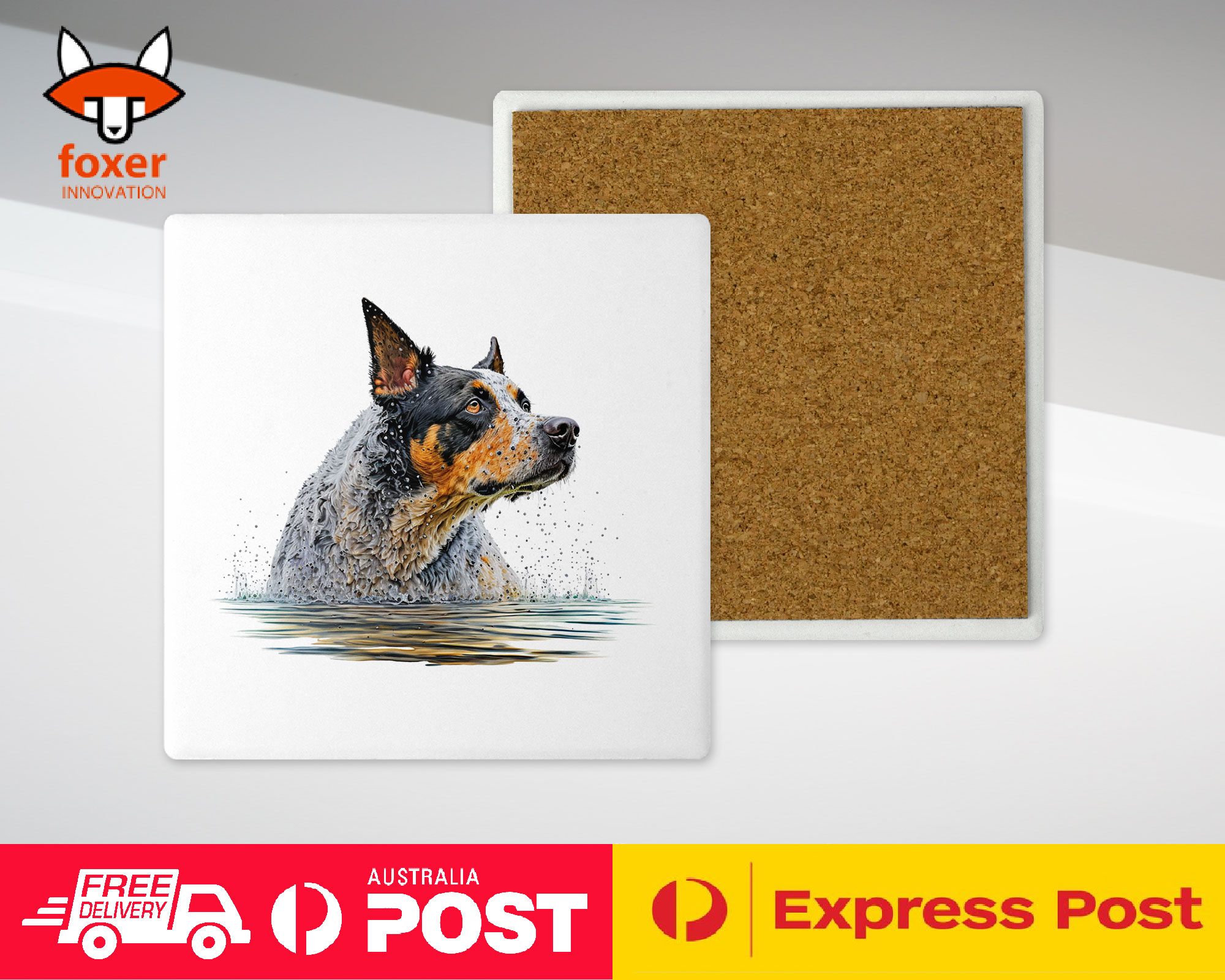COASTER DRINKING PLACEMAT MAT|AUSTRALIAN CATTLE DOG PUPPY WATERCOLOR ART #1 - Picture 40 of 73