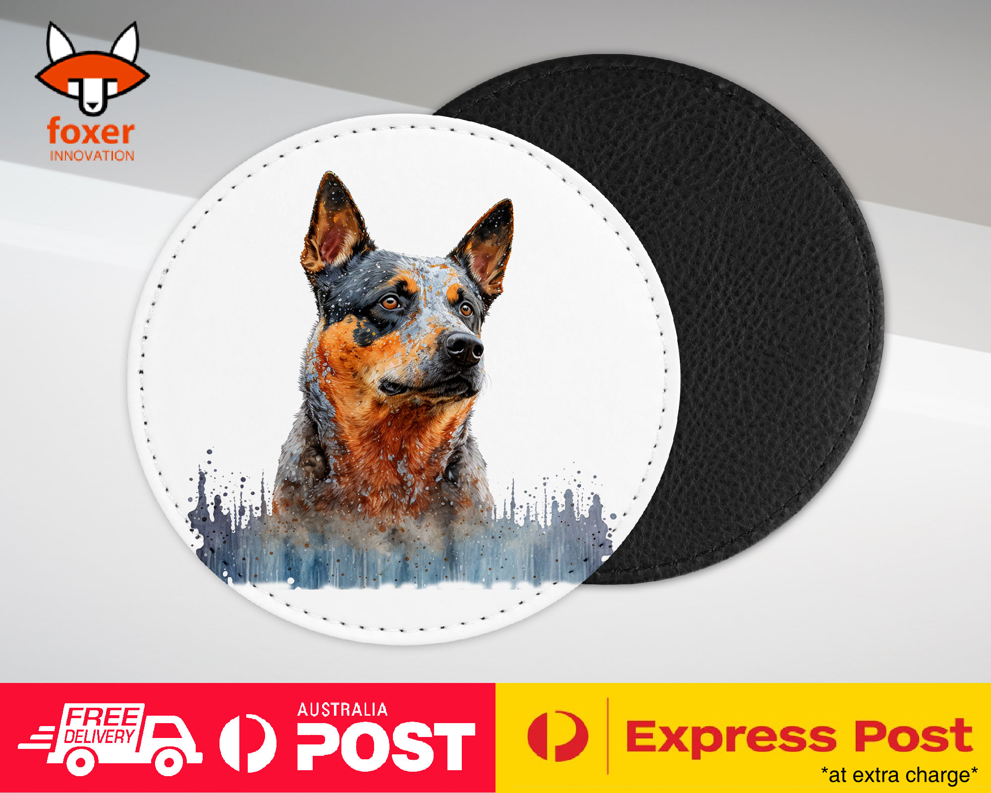 COASTER DRINKING PLACEMAT MAT|AUSTRALIAN CATTLE DOG PUPPY WATERCOLOR ART #1 - Picture 31 of 73