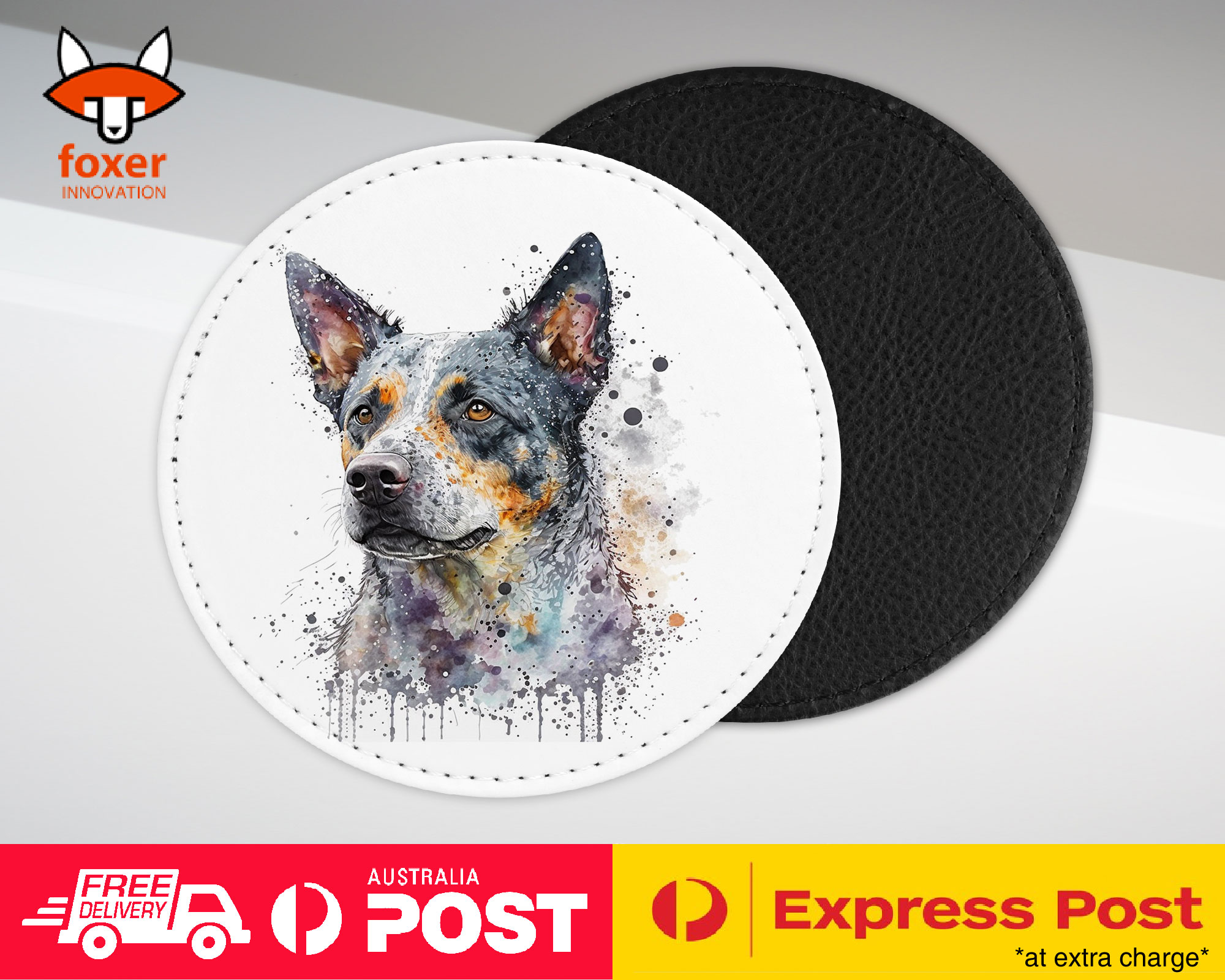 COASTER DRINKING PLACEMAT MAT|AUSTRALIAN CATTLE DOG PUPPY WATERCOLOR ART #1 - Picture 47 of 73