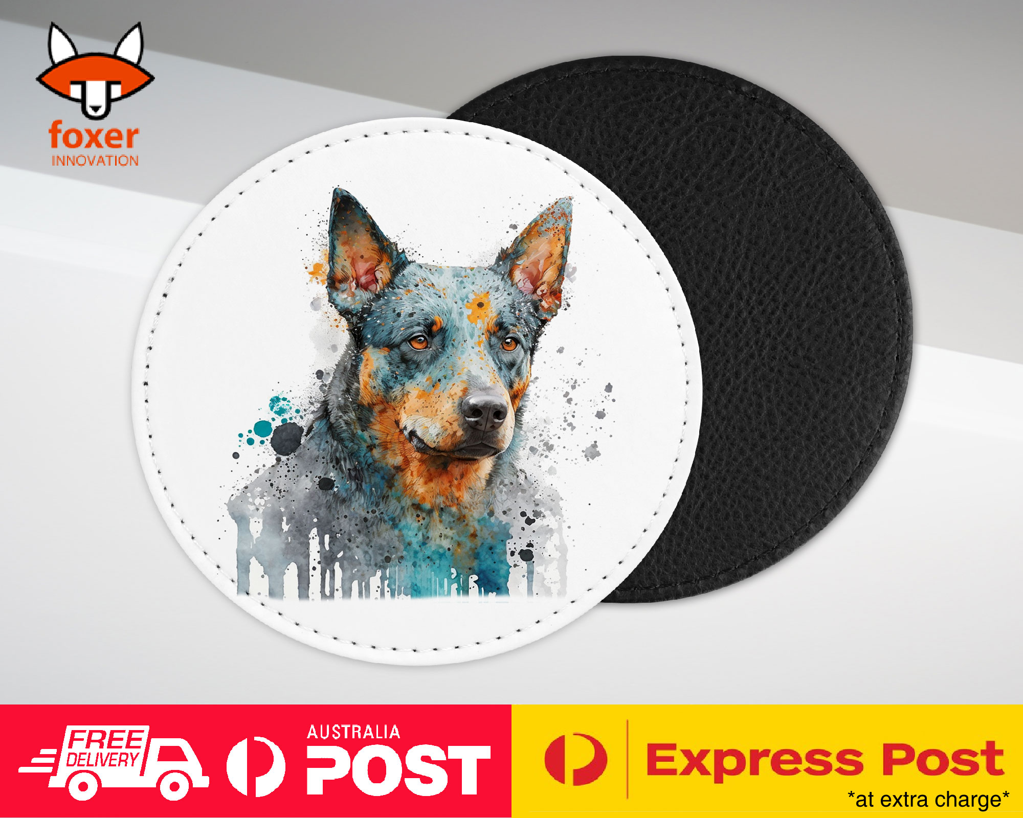 COASTER DRINKING PLACEMAT MAT|AUSTRALIAN CATTLE DOG PUPPY WATERCOLOR ART #1 - Picture 55 of 73