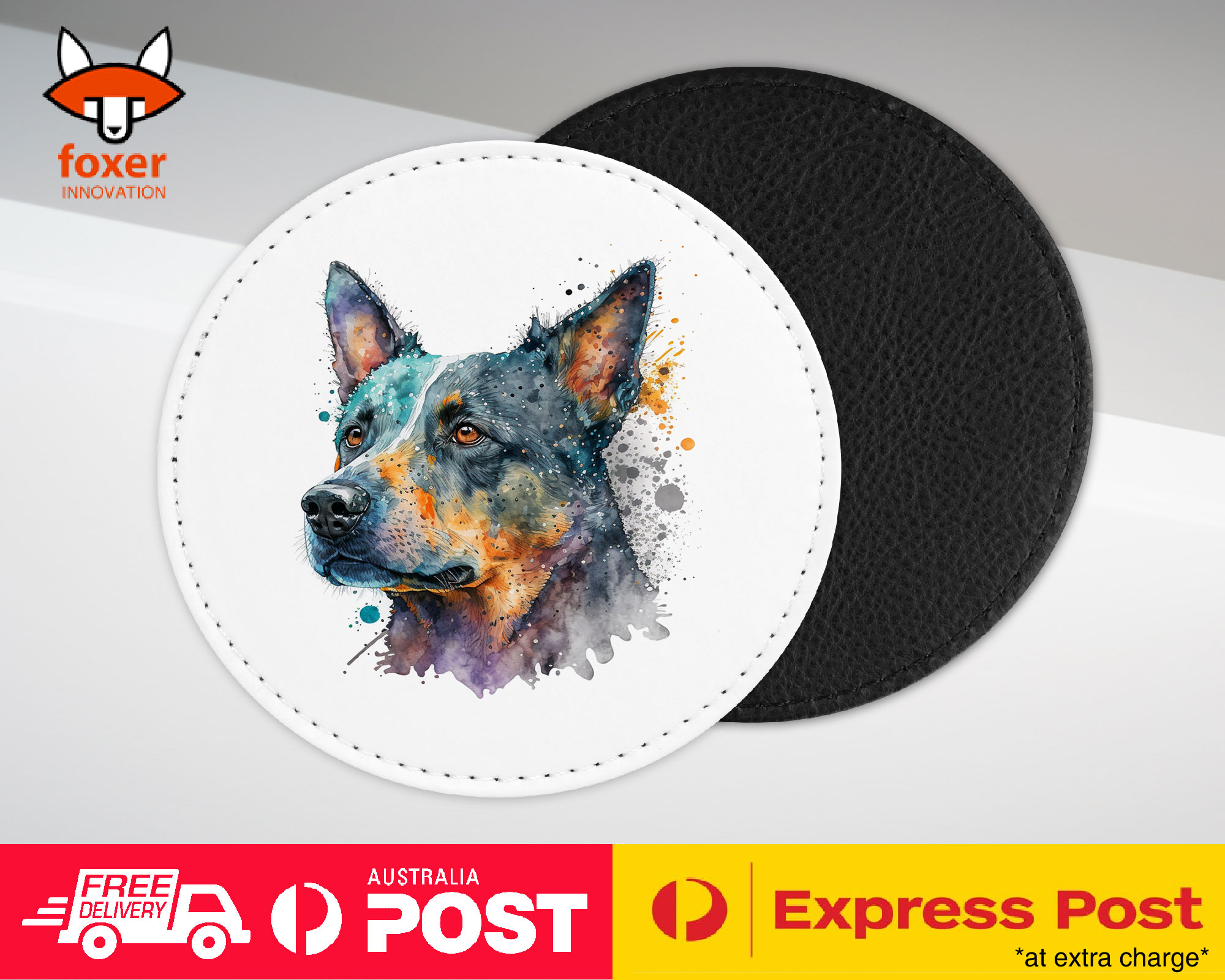 COASTER DRINKING PLACEMAT MAT|AUSTRALIAN CATTLE DOG PUPPY WATERCOLOR ART #1 - Picture 63 of 73