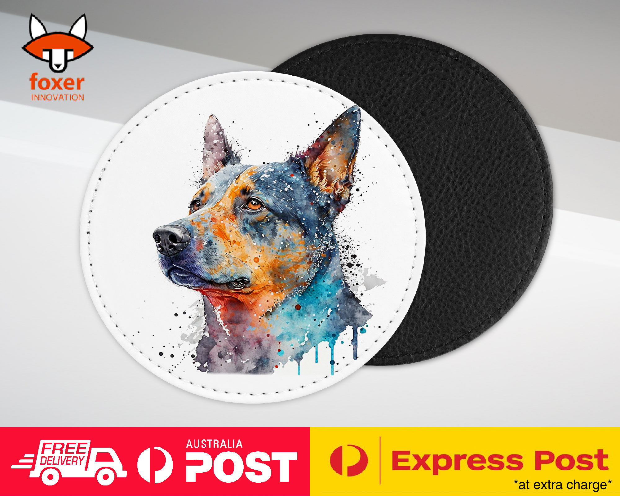 COASTER DRINKING PLACEMAT MAT|AUSTRALIAN CATTLE DOG PUPPY WATERCOLOR ART #1 - Picture 71 of 73
