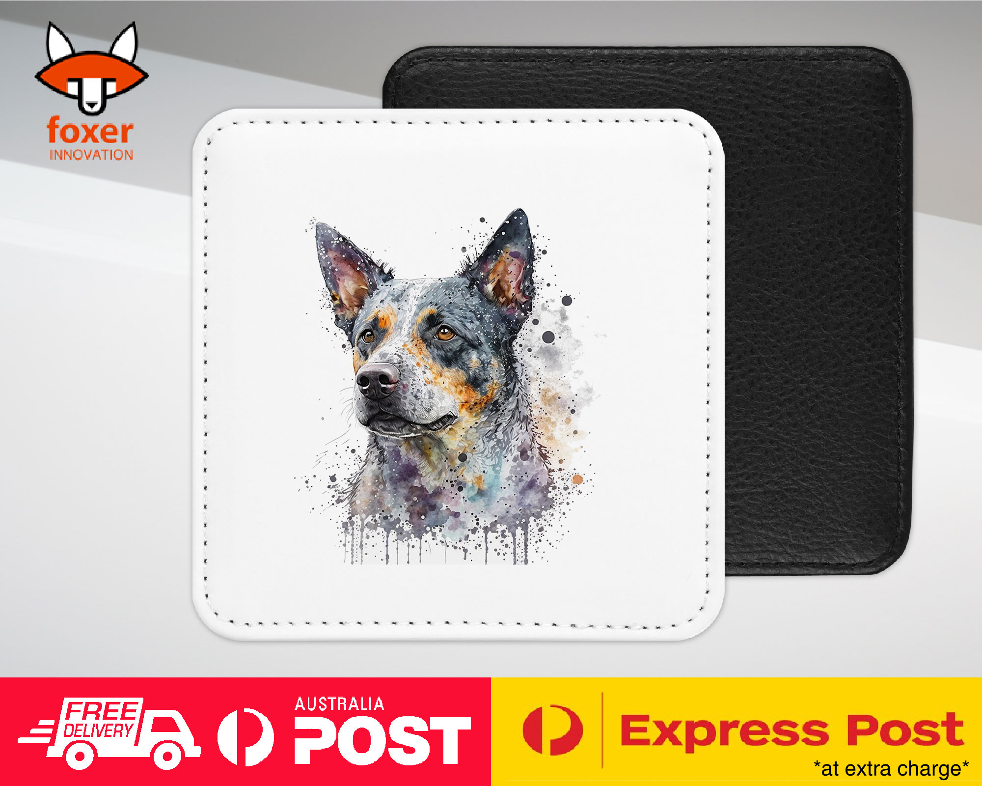 COASTER DRINKING PLACEMAT MAT|AUSTRALIAN CATTLE DOG PUPPY WATERCOLOR ART #1 - Picture 46 of 73