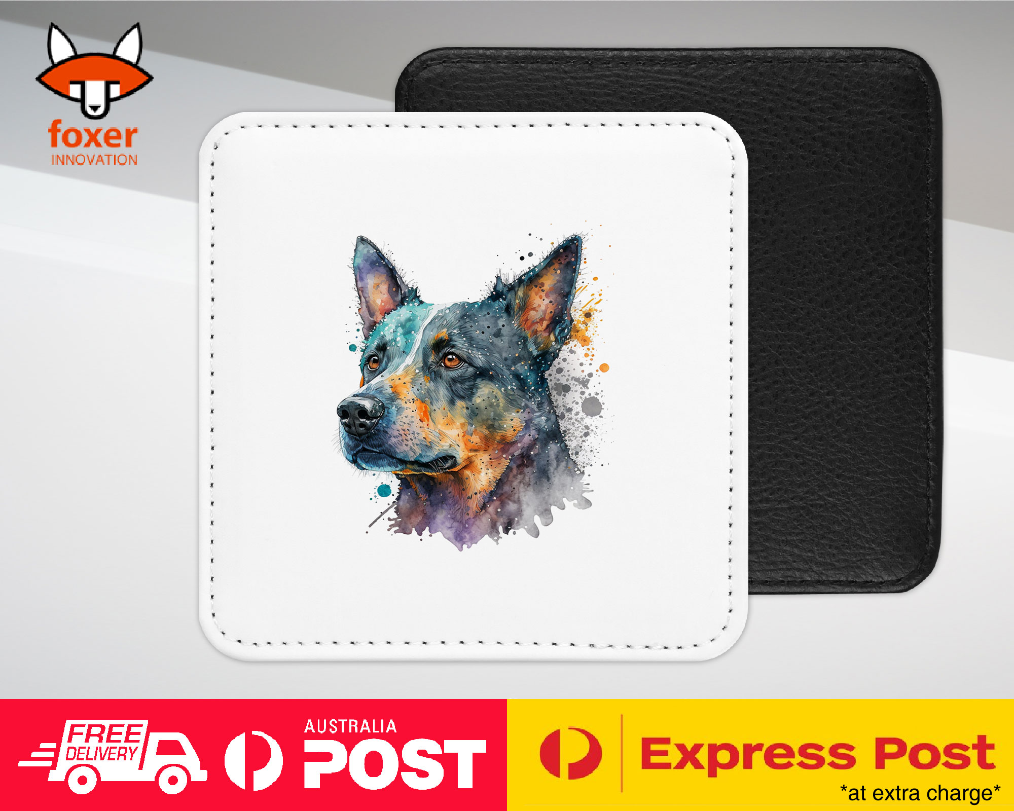 COASTER DRINKING PLACEMAT MAT|AUSTRALIAN CATTLE DOG PUPPY WATERCOLOR ART #1 - Picture 62 of 73