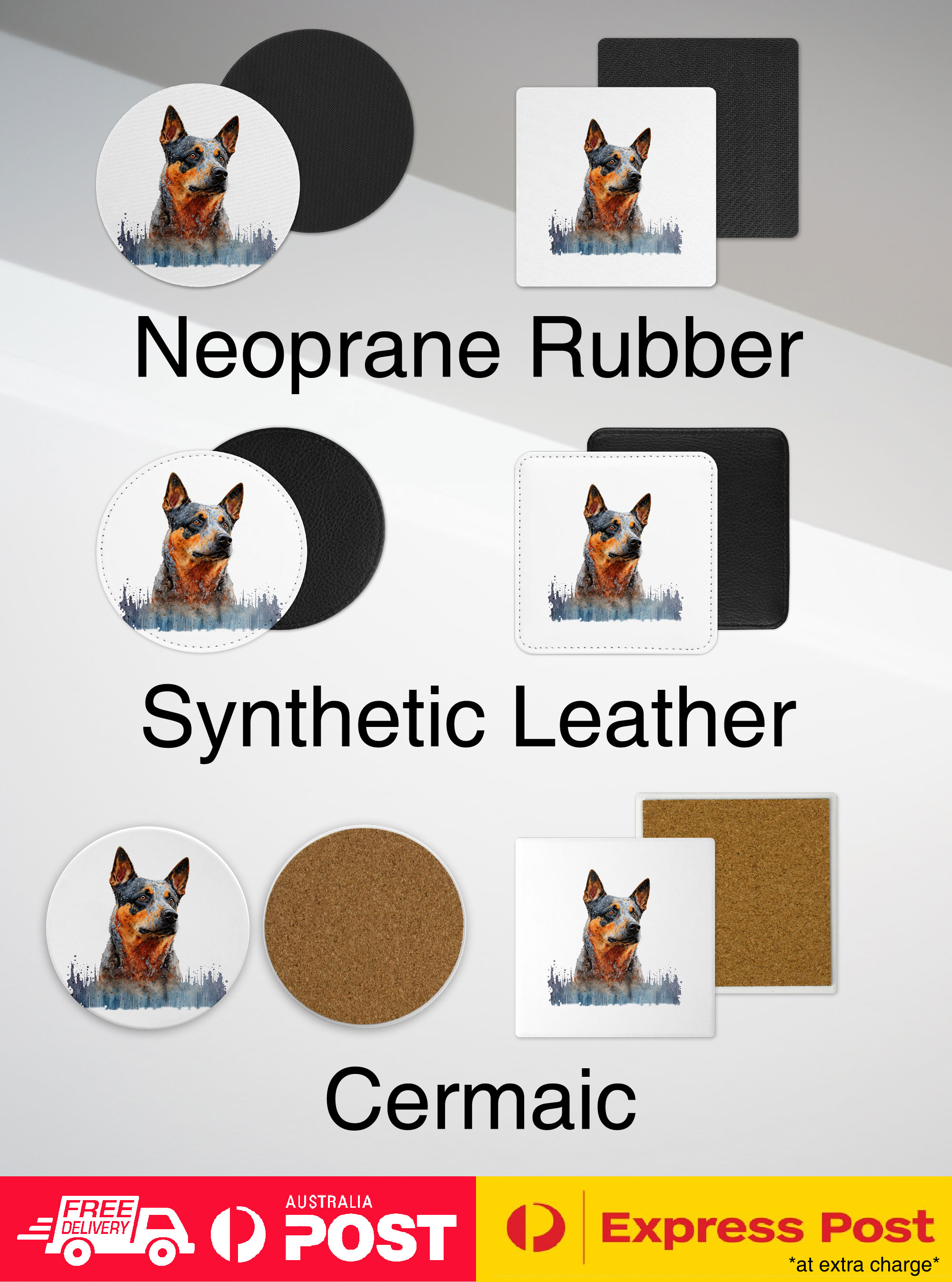 COASTER DRINKING PLACEMAT MAT|AUSTRALIAN CATTLE DOG PUPPY WATERCOLOR ART #1 - Picture 26 of 73