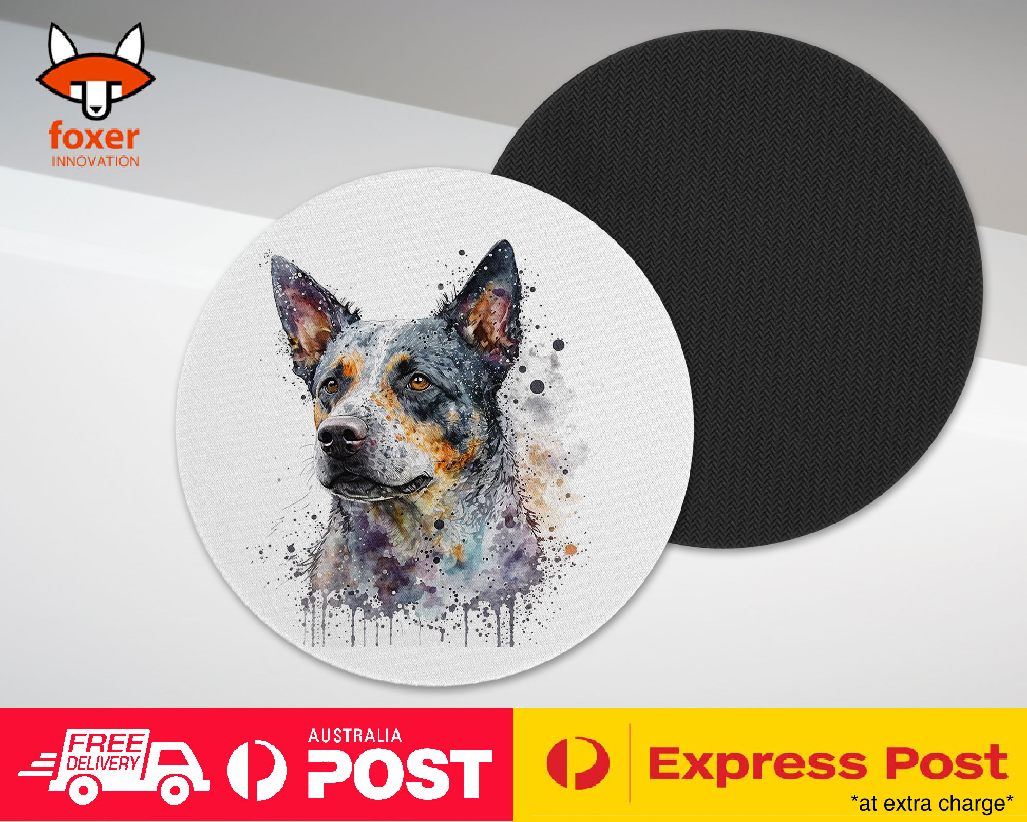COASTER DRINKING PLACEMAT MAT|AUSTRALIAN CATTLE DOG PUPPY WATERCOLOR ART #1 - Picture 45 of 73