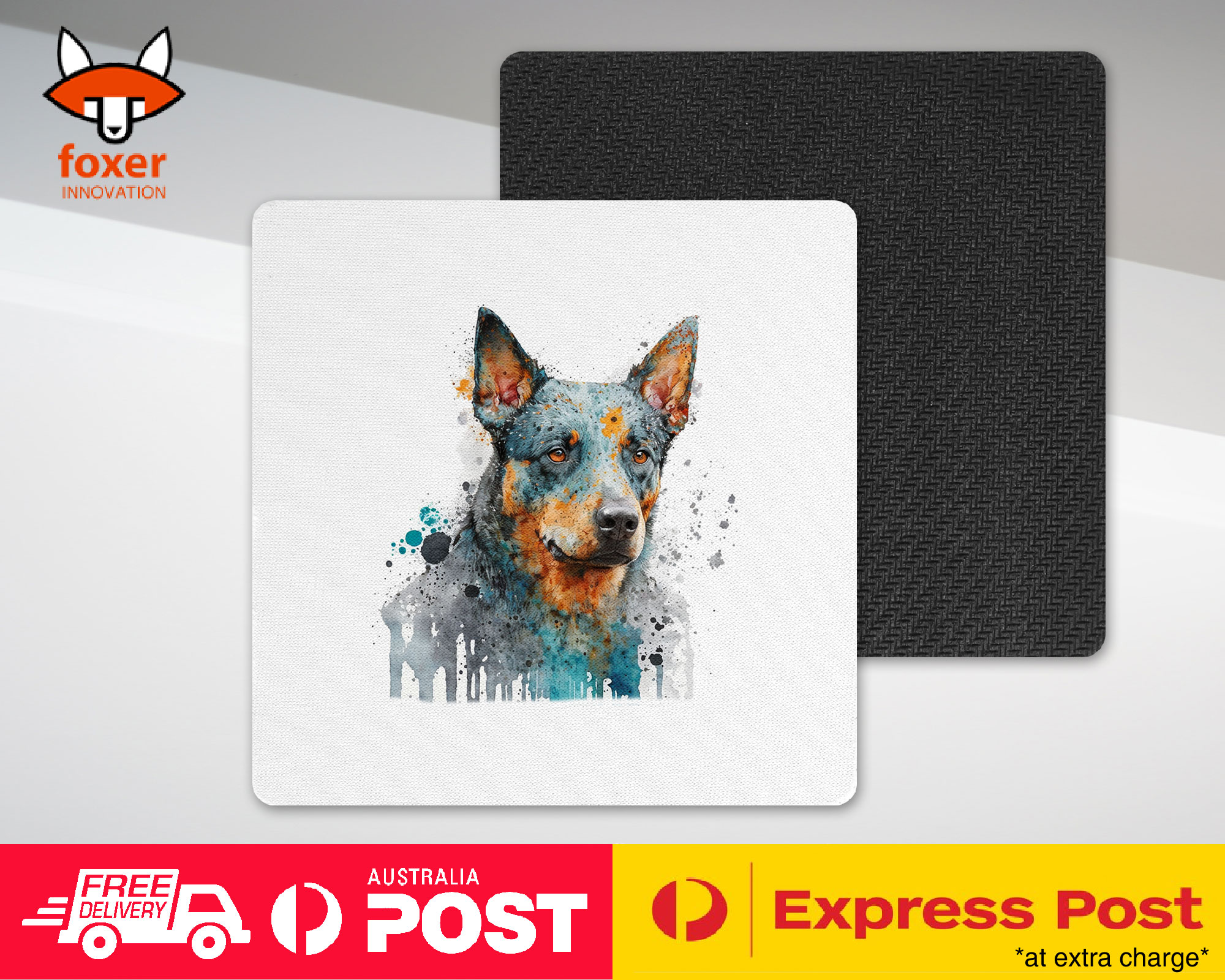 COASTER DRINKING PLACEMAT MAT|AUSTRALIAN CATTLE DOG PUPPY WATERCOLOR ART #1 - Picture 52 of 73