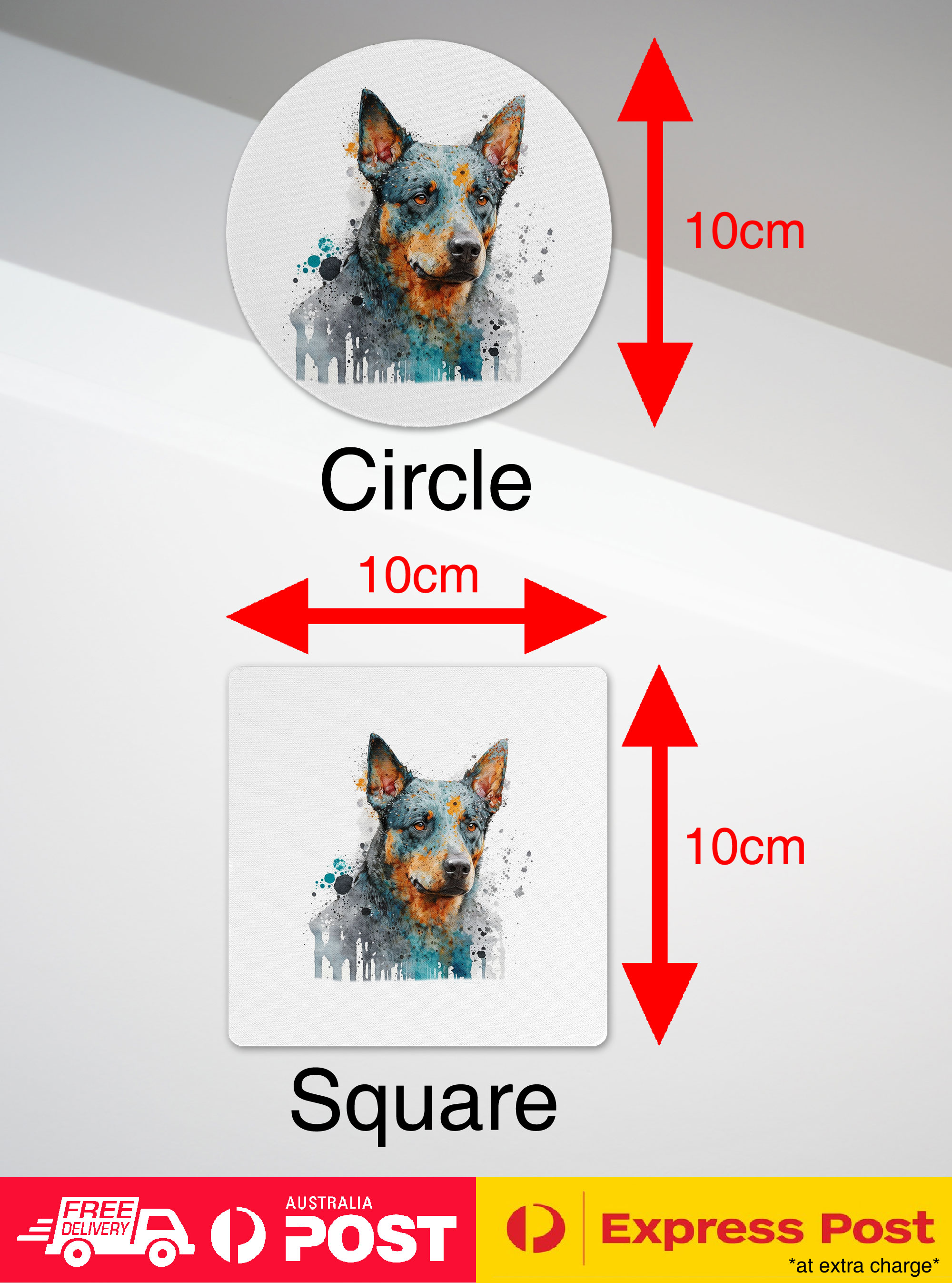 COASTER DRINKING PLACEMAT MAT|AUSTRALIAN CATTLE DOG PUPPY WATERCOLOR ART #1 - Picture 51 of 73