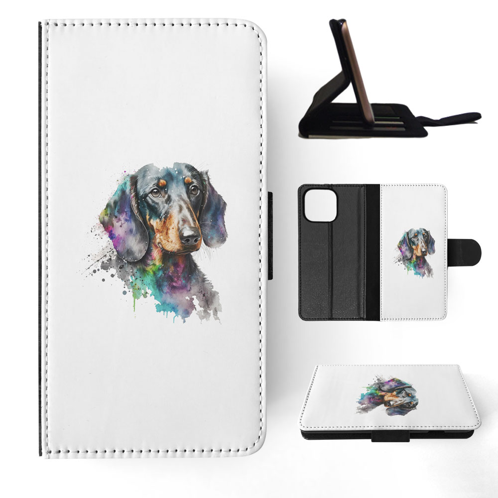 FLIP CASE FOR APPLE IPHONE|DACHSHUND DOG PUPPY CANINE WATERCOLOR ART #1 - Picture 16 of 64
