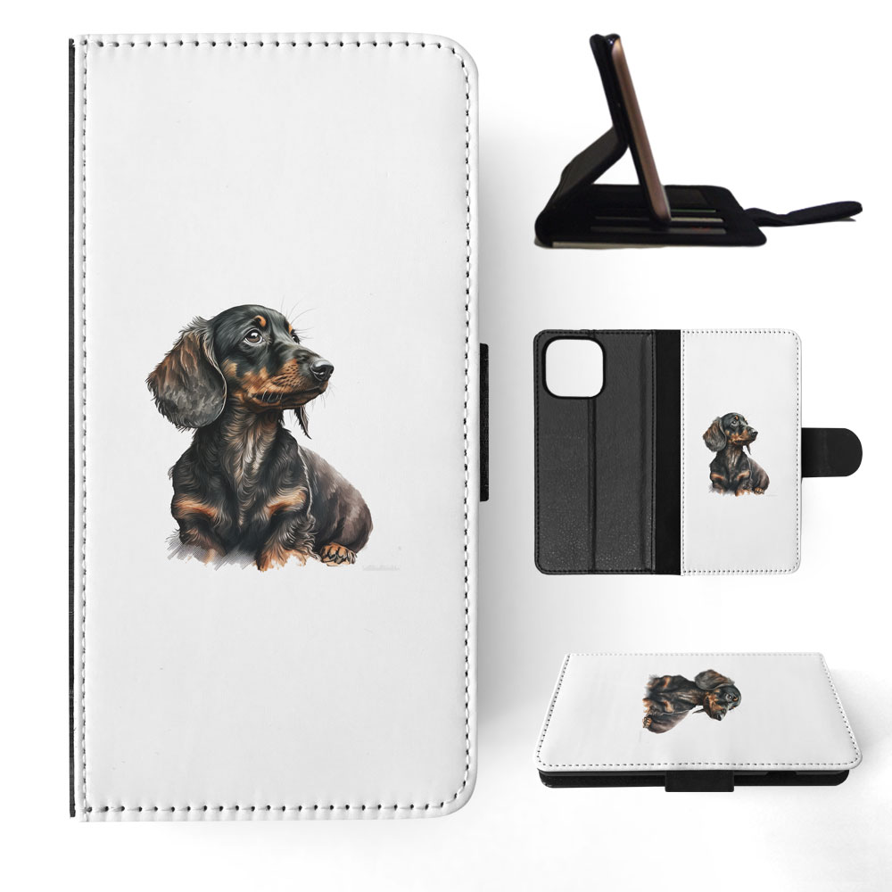 FLIP CASE FOR APPLE IPHONE|DACHSHUND DOG PUPPY CANINE WATERCOLOR ART #1 - Picture 37 of 64
