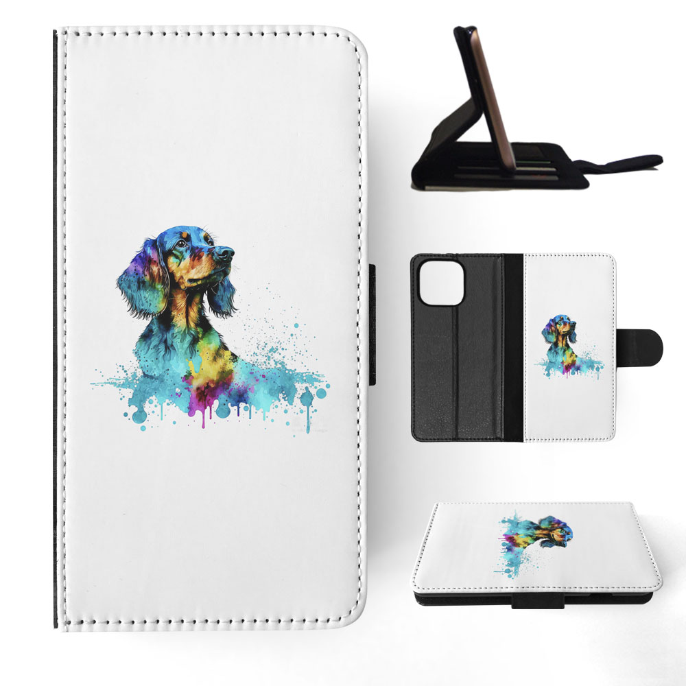FLIP CASE FOR APPLE IPHONE|DACHSHUND DOG PUPPY CANINE WATERCOLOR ART #1 - Picture 58 of 64