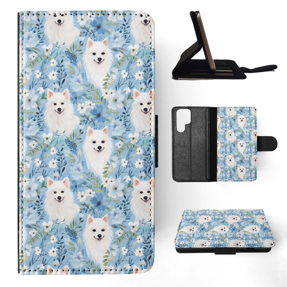 FLIP CASE FOR SAMSUNG GALAXY|CUTE AMERICAN ESKIMO DOG PUPPY CANINE PATTERN #A1 - Picture 2 of 36