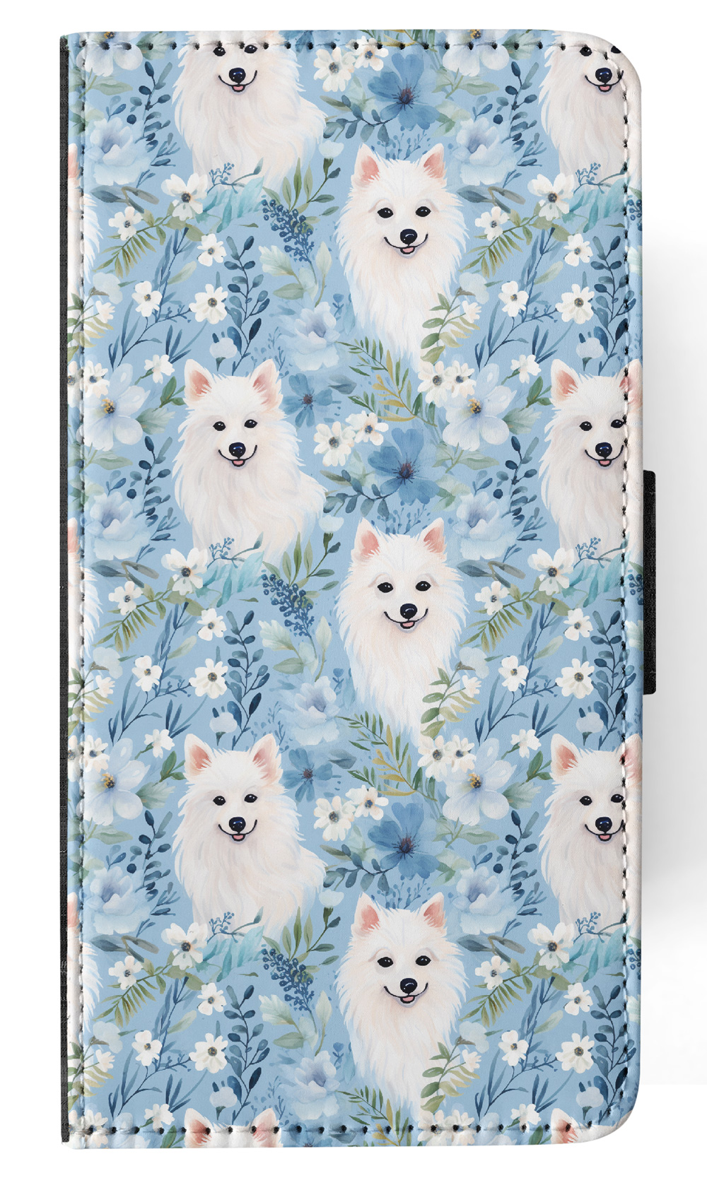 FLIP CASE FOR SAMSUNG GALAXY|CUTE AMERICAN ESKIMO DOG PUPPY CANINE PATTERN #A1 - Picture 3 of 36