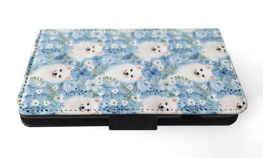 FLIP CASE FOR SAMSUNG GALAXY|CUTE AMERICAN ESKIMO DOG PUPPY CANINE PATTERN #A1 - Picture 4 of 36