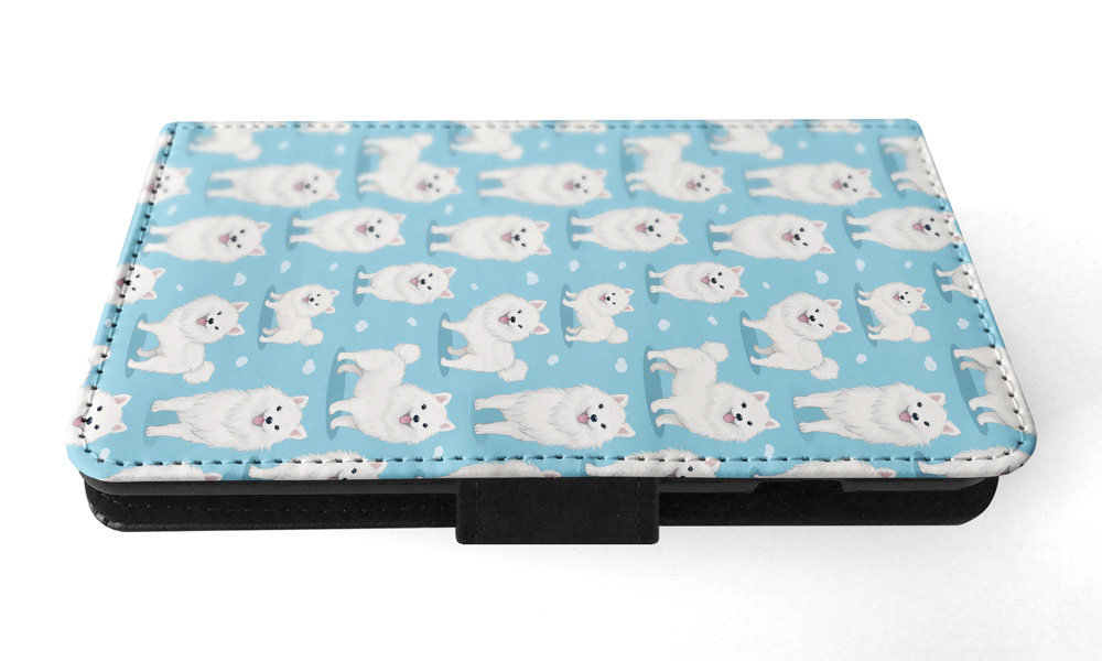 FLIP CASE FOR SAMSUNG GALAXY|CUTE AMERICAN ESKIMO DOG PUPPY CANINE PATTERN #A1 - Picture 11 of 36