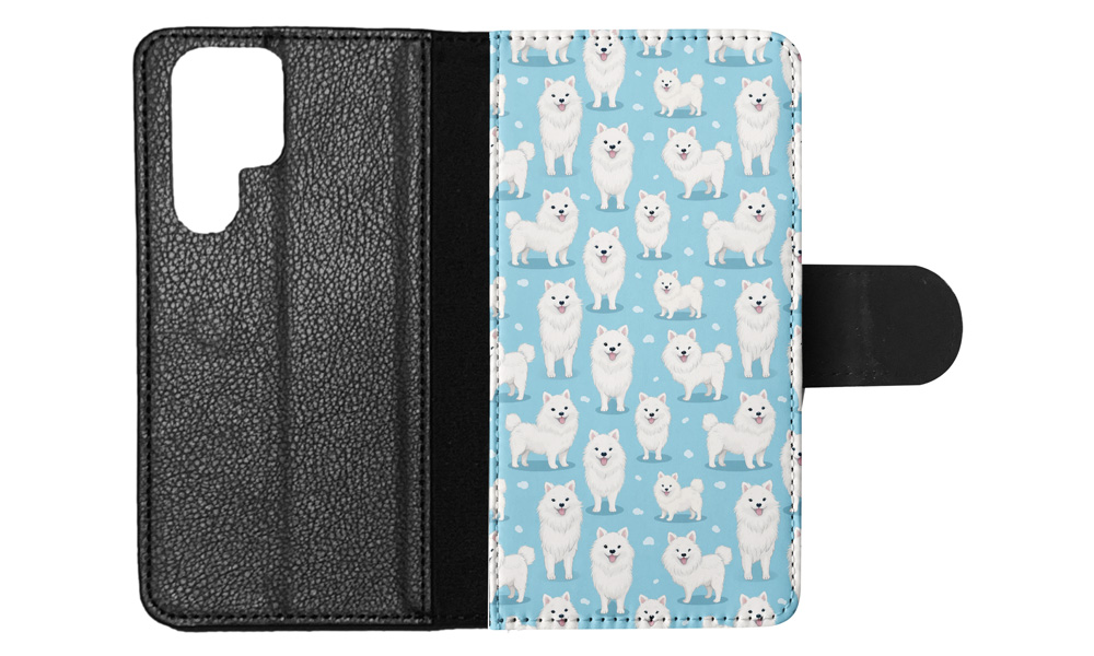 FLIP CASE FOR SAMSUNG GALAXY|CUTE AMERICAN ESKIMO DOG PUPPY CANINE PATTERN #A1 - Picture 12 of 36