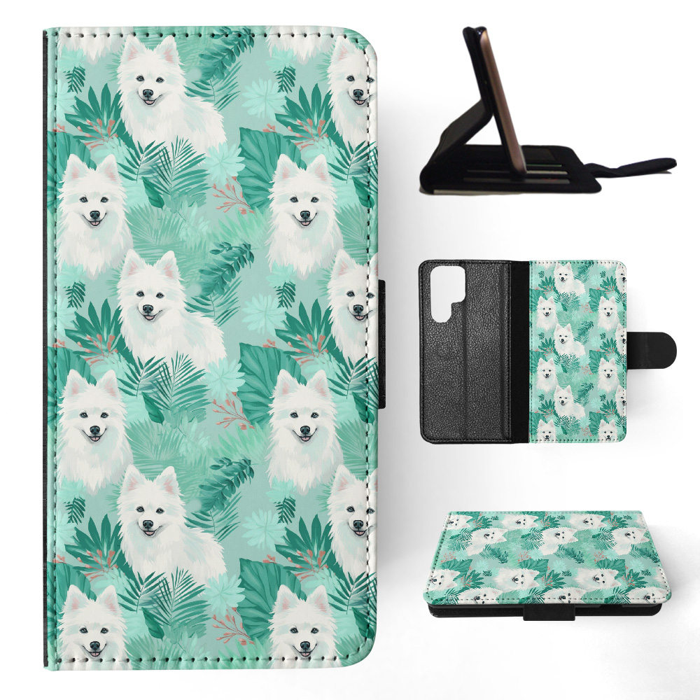 FLIP CASE FOR SAMSUNG GALAXY|CUTE AMERICAN ESKIMO DOG PUPPY CANINE PATTERN #A1 - Picture 16 of 36