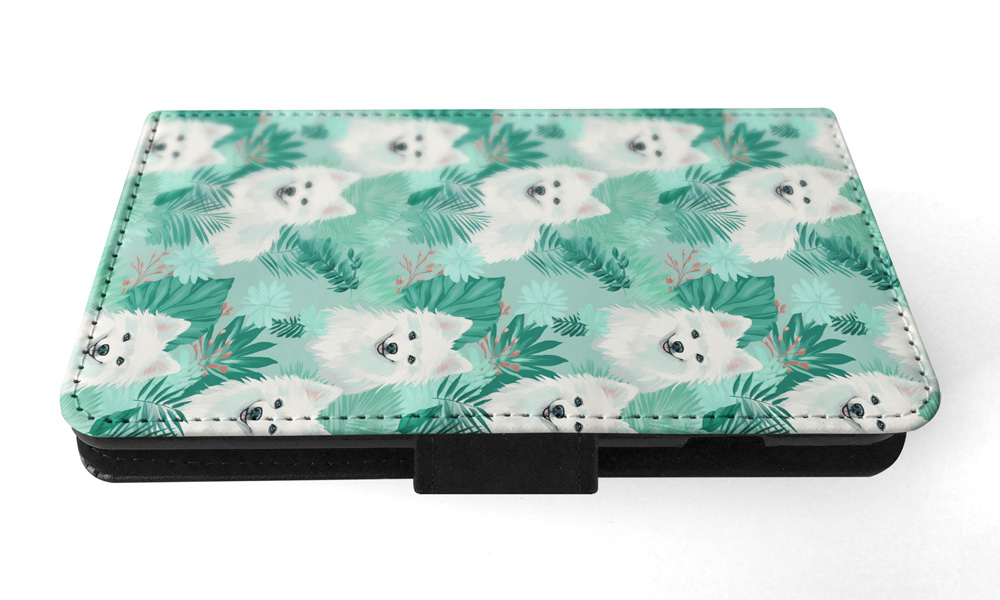 FLIP CASE FOR SAMSUNG GALAXY|CUTE AMERICAN ESKIMO DOG PUPPY CANINE PATTERN #A1 - Picture 18 of 36