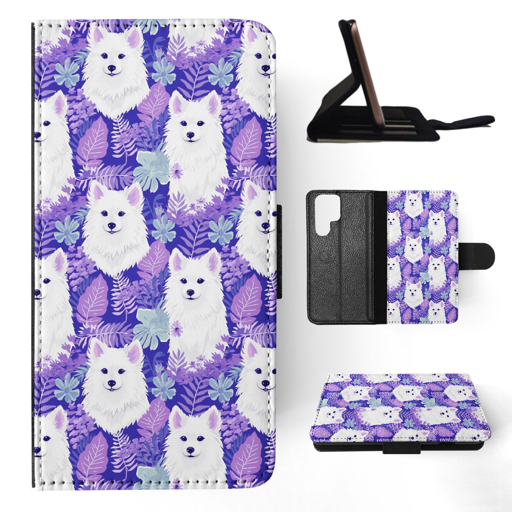 FLIP CASE FOR SAMSUNG GALAXY|CUTE AMERICAN ESKIMO DOG PUPPY CANINE PATTERN #A1 - Picture 23 of 36