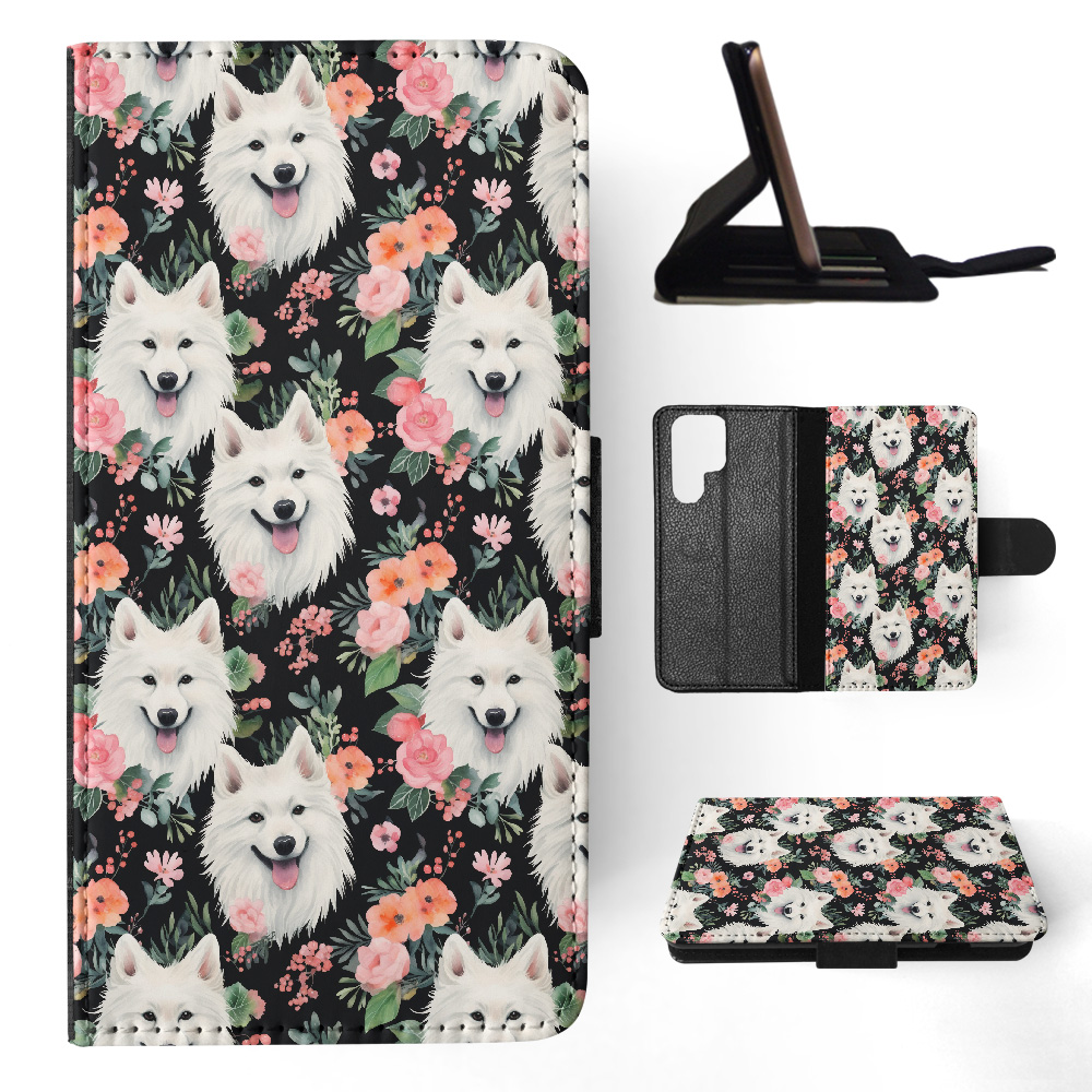 FLIP CASE FOR SAMSUNG GALAXY|CUTE AMERICAN ESKIMO DOG PUPPY CANINE PATTERN #A1 - Picture 30 of 36