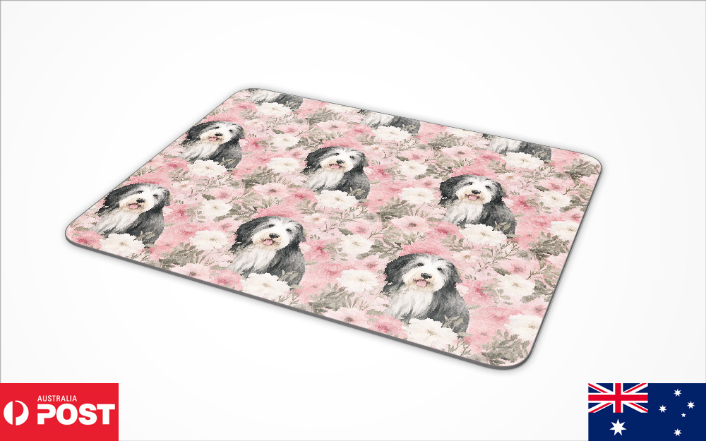 MOUSE PAD DESK MAT ANTI-SLIP|OLD ENGLISH SHEEPDOG PUPPY DOG CANINE PATTERN #A1 - Picture 4 of 16