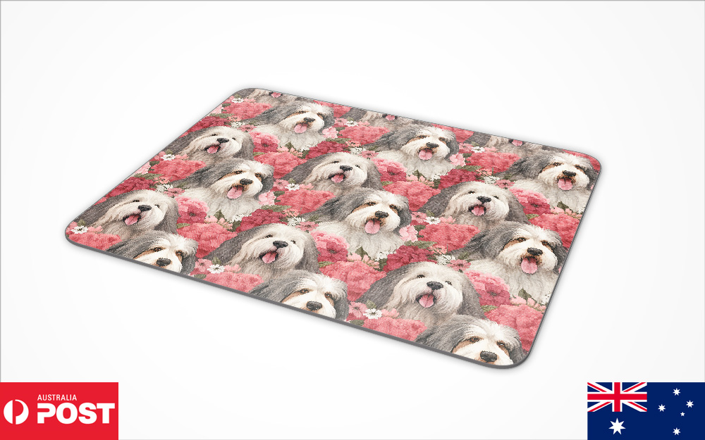 MOUSE PAD DESK MAT ANTI-SLIP|OLD ENGLISH SHEEPDOG PUPPY DOG CANINE PATTERN #A1 - Picture 13 of 16