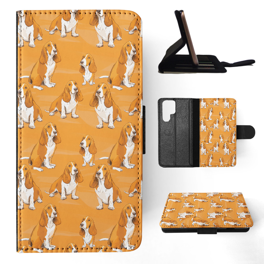 FLIP CASE FOR SAMSUNG GALAXY|CUTE BASSET HOUND PUPPY DOG CANINE PATTERN #A1 - Picture 2 of 36
