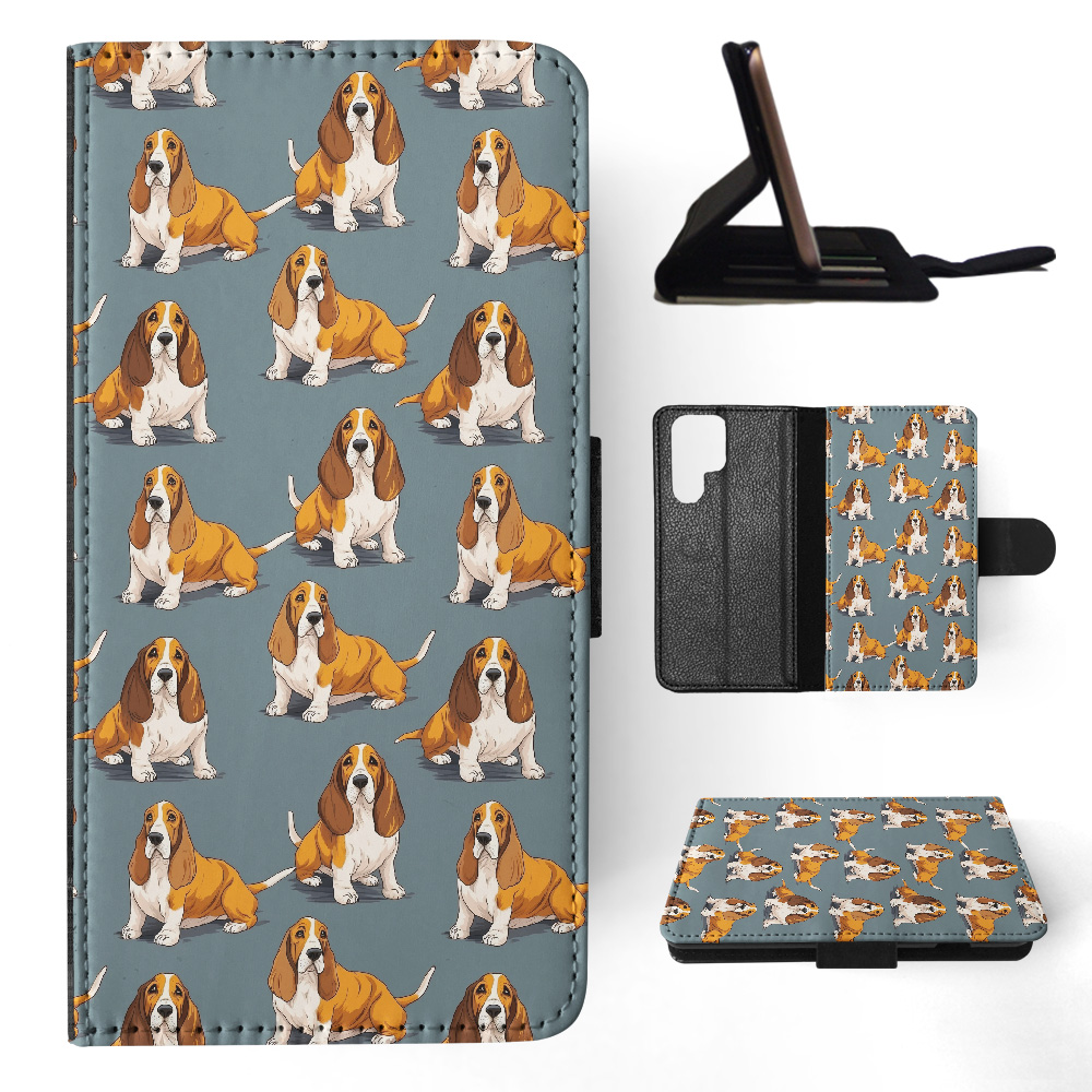 FLIP CASE FOR SAMSUNG GALAXY|CUTE BASSET HOUND PUPPY DOG CANINE PATTERN #A1 - Picture 16 of 36