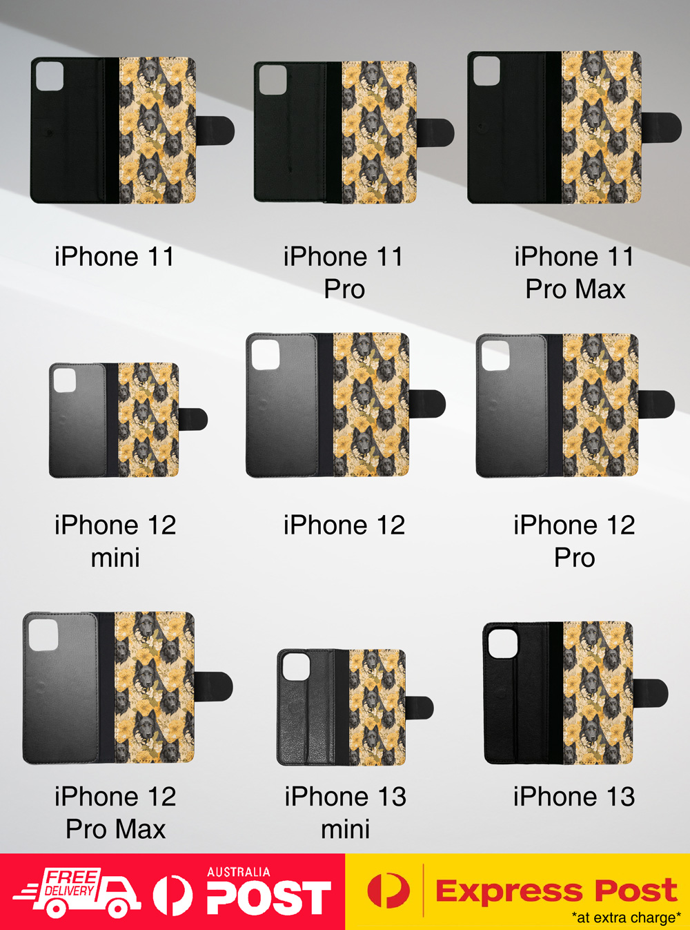FLIP CASE FOR APPLE IPHONE|CUTE BELGIAN SHEEPDOG PUPPY DOG CANINE PATTERN #A2 - Picture 7 of 41