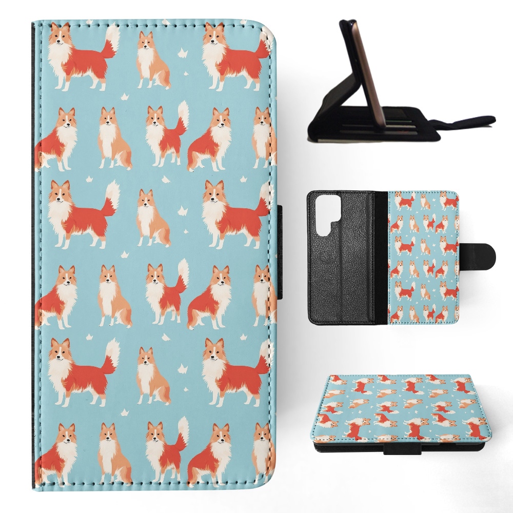 FLIP CASE FOR SAMSUNG GALAXY|CUTE ICELANDIC SHEEPDOG PUPPY DOG PATTERN #A2 - Picture 2 of 36