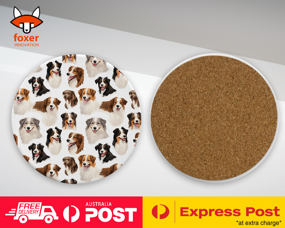 COASTER DRINKING PLACEMAT MAT|AUSTRALIAN SHEPHERD PUPPY DOG CANINE PATTERN #A1