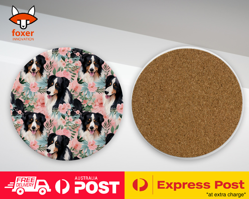 COASTER DRINKING PLACEMAT MAT|AUSTRALIAN SHEPHERD PUPPY DOG CANINE PATTERN #A1