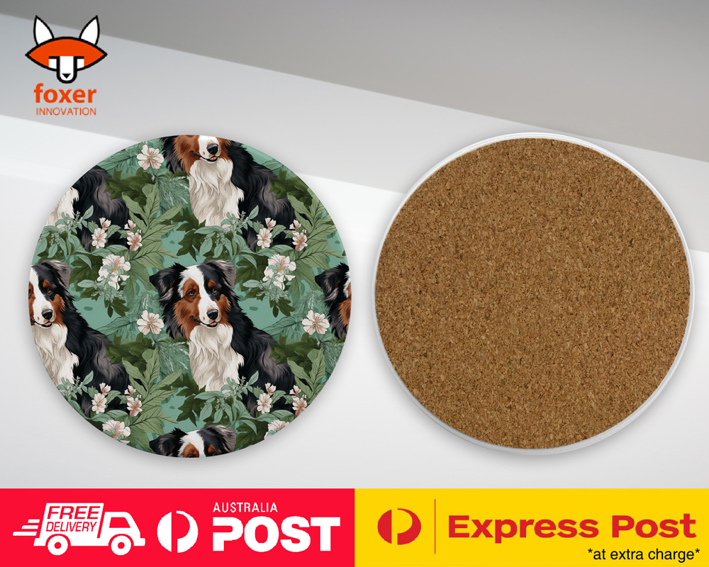 COASTER DRINKING PLACEMAT MAT|AUSTRALIAN SHEPHERD PUPPY DOG CANINE PATTERN #A1