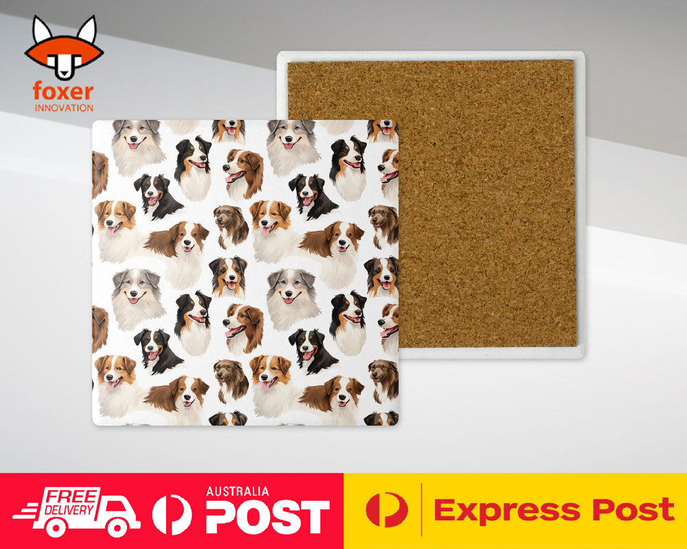 COASTER DRINKING PLACEMAT MAT|AUSTRALIAN SHEPHERD PUPPY DOG CANINE PATTERN #A1