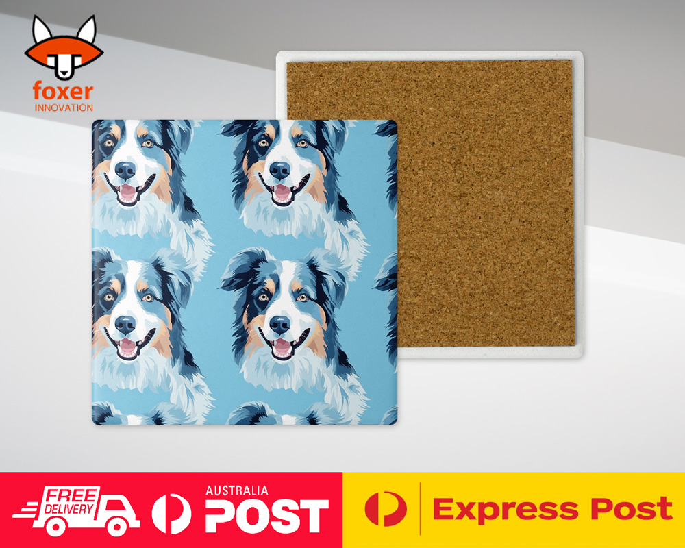 COASTER DRINKING PLACEMAT MAT|AUSTRALIAN SHEPHERD PUPPY DOG CANINE PATTERN #A1