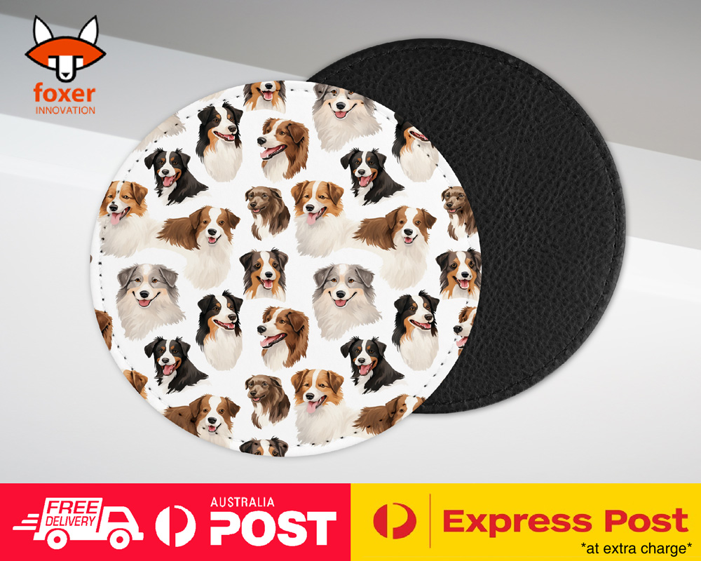 COASTER DRINKING PLACEMAT MAT|AUSTRALIAN SHEPHERD PUPPY DOG CANINE PATTERN #A1