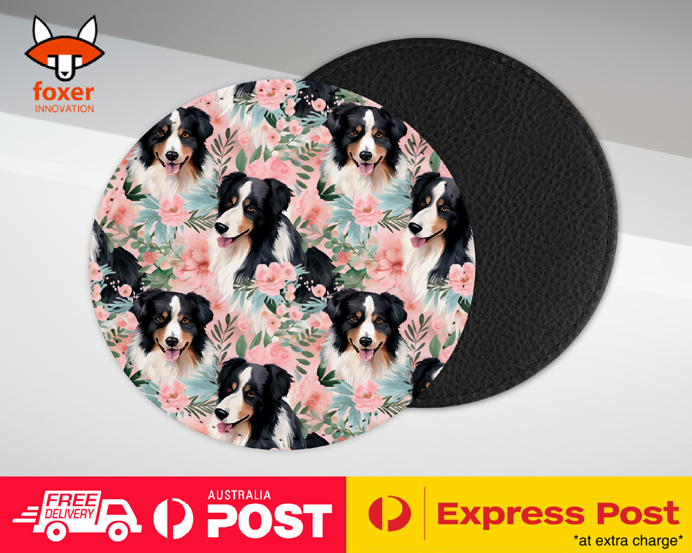 COASTER DRINKING PLACEMAT MAT|AUSTRALIAN SHEPHERD PUPPY DOG CANINE PATTERN #A1