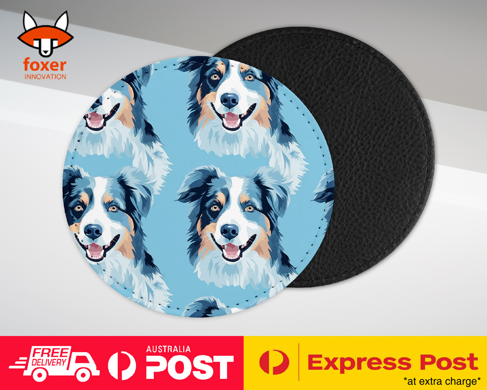 COASTER DRINKING PLACEMAT MAT|AUSTRALIAN SHEPHERD PUPPY DOG CANINE PATTERN #A1