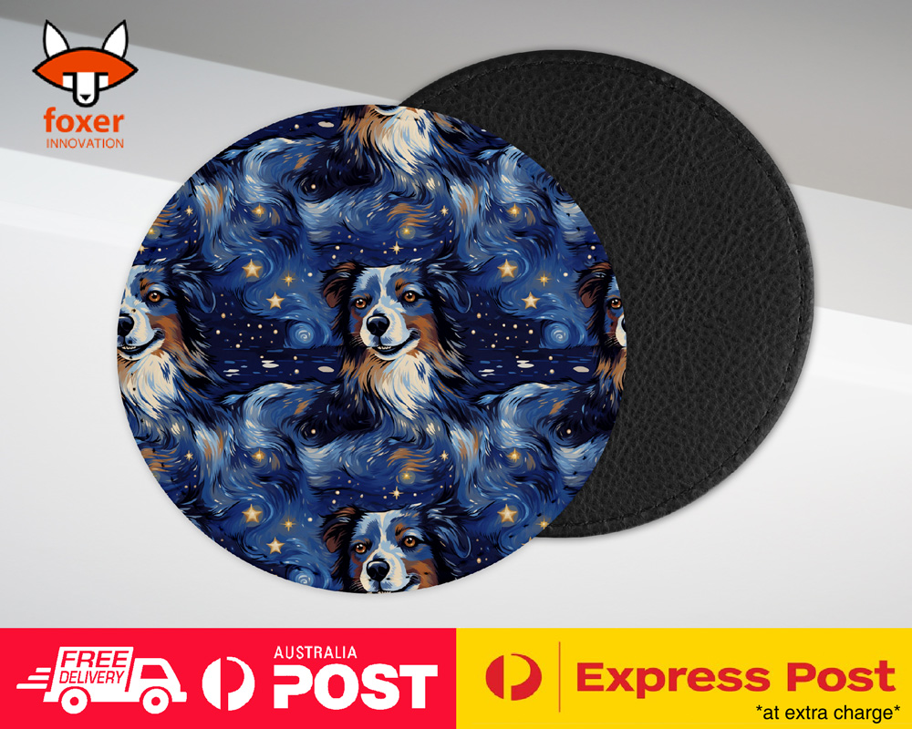 COASTER DRINKING PLACEMAT MAT|AUSTRALIAN SHEPHERD PUPPY DOG CANINE PATTERN #A1