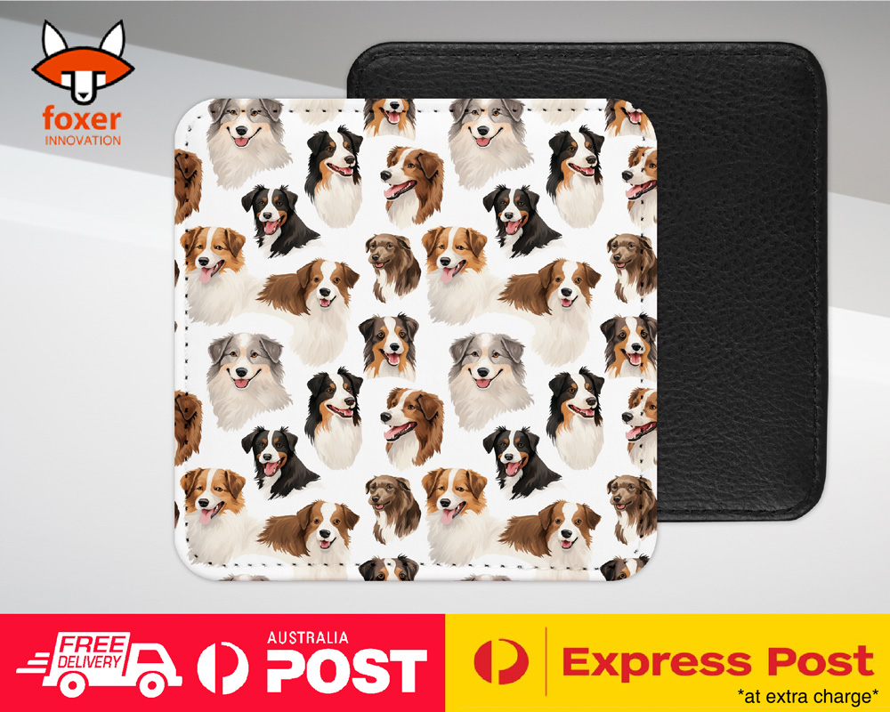 COASTER DRINKING PLACEMAT MAT|AUSTRALIAN SHEPHERD PUPPY DOG CANINE PATTERN #A1