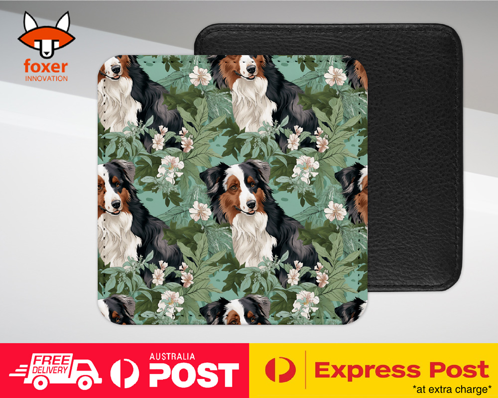 COASTER DRINKING PLACEMAT MAT|AUSTRALIAN SHEPHERD PUPPY DOG CANINE PATTERN #A1