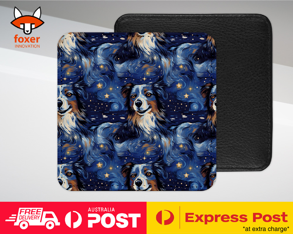 COASTER DRINKING PLACEMAT MAT|AUSTRALIAN SHEPHERD PUPPY DOG CANINE PATTERN #A1