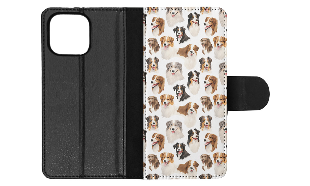 FLIP CASE FOR APPLE IPHONE|AUSTRALIAN SHEPHERD PUPPY DOG CANINE PATTERN #A1