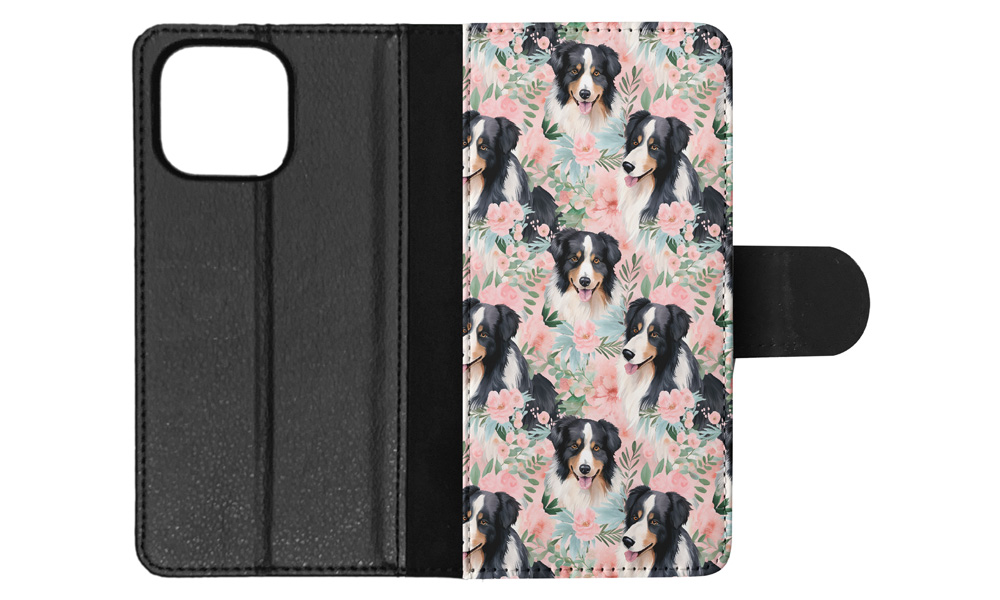 FLIP CASE FOR APPLE IPHONE|AUSTRALIAN SHEPHERD PUPPY DOG CANINE PATTERN #A1