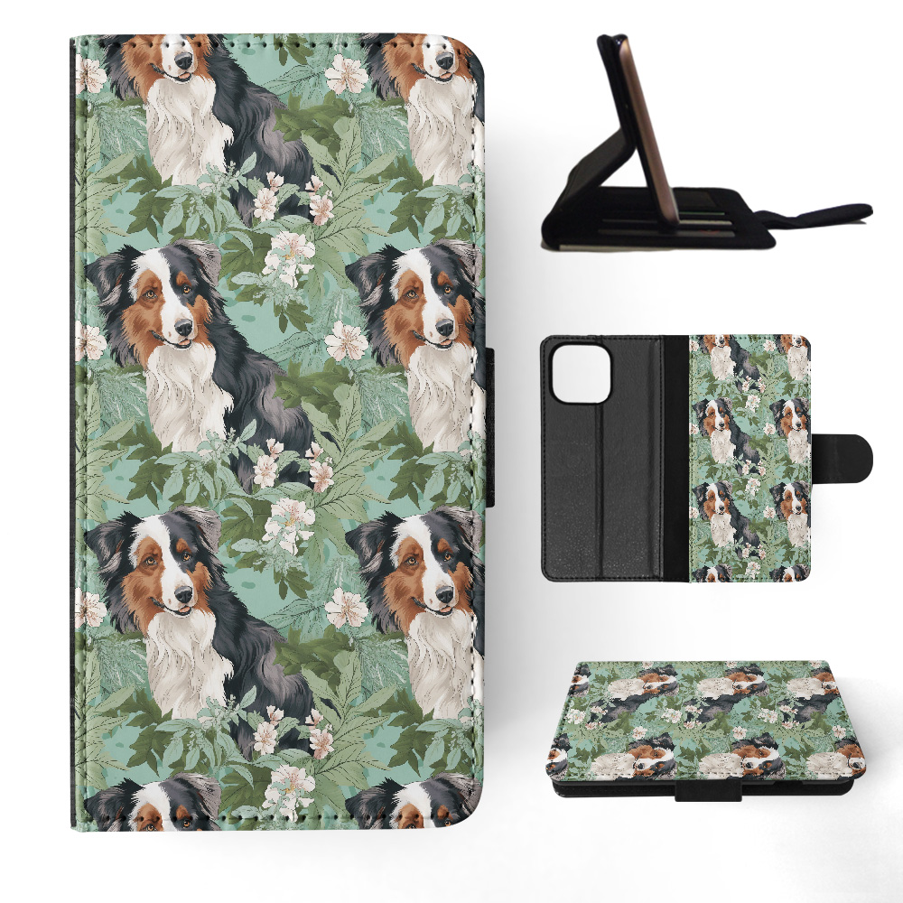 FLIP CASE FOR APPLE IPHONE|AUSTRALIAN SHEPHERD PUPPY DOG CANINE PATTERN #A1