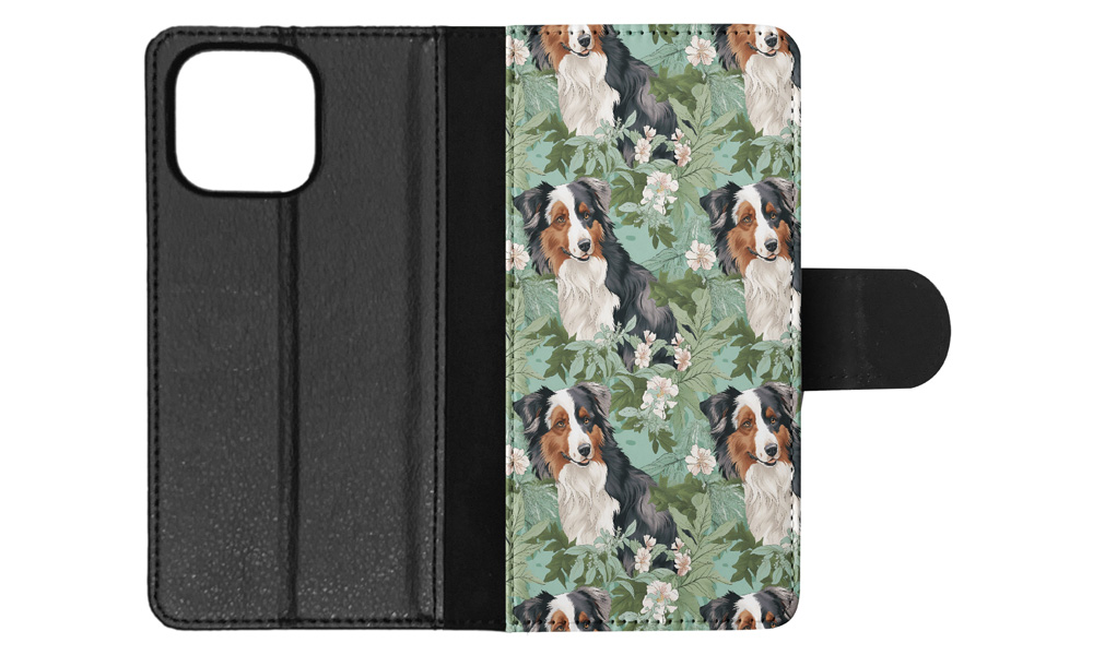 FLIP CASE FOR APPLE IPHONE|AUSTRALIAN SHEPHERD PUPPY DOG CANINE PATTERN #A1