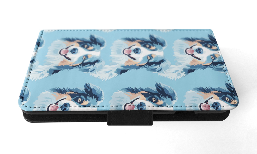 FLIP CASE FOR APPLE IPHONE|AUSTRALIAN SHEPHERD PUPPY DOG CANINE PATTERN #A1