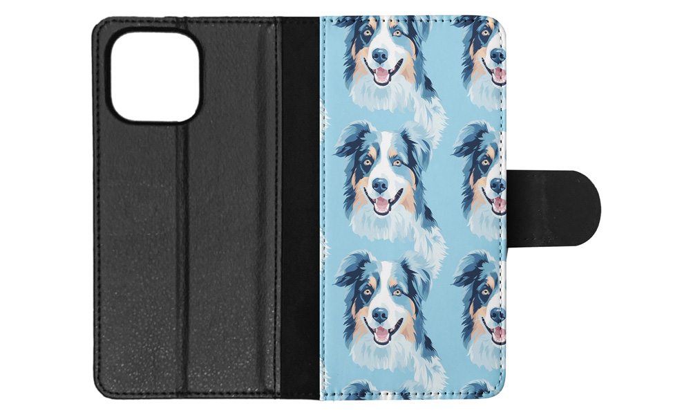 FLIP CASE FOR APPLE IPHONE|AUSTRALIAN SHEPHERD PUPPY DOG CANINE PATTERN #A1